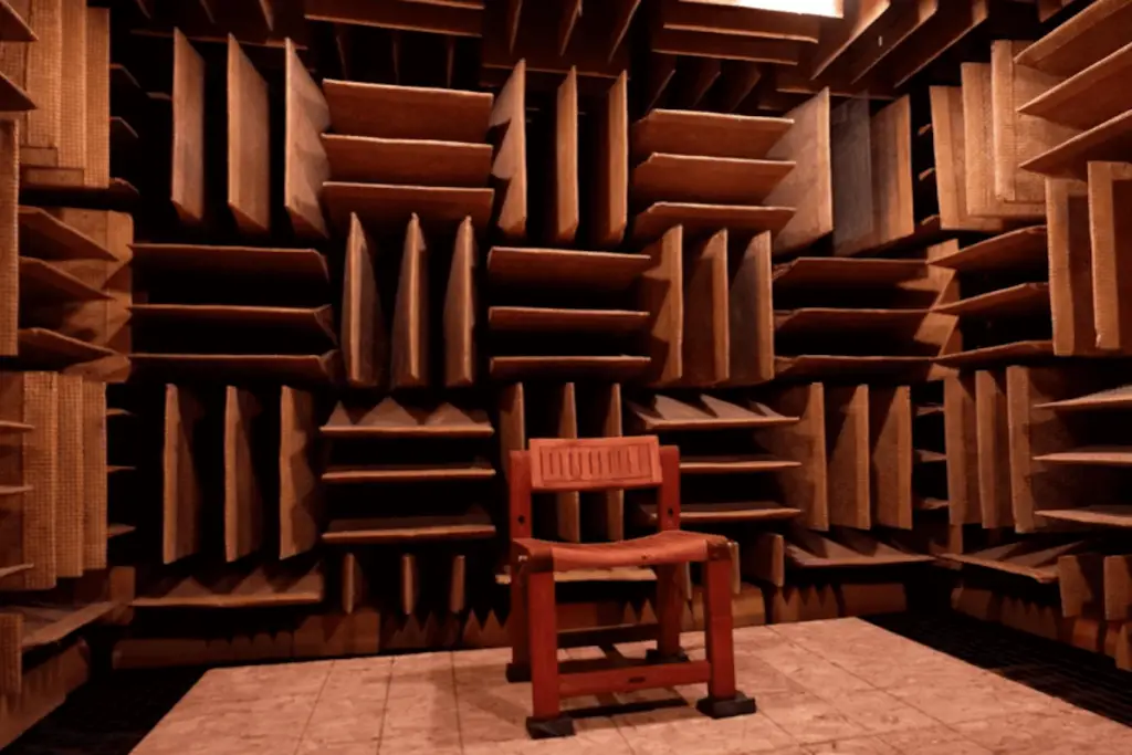 Home - wooden chair in soundproof room - audio apartment