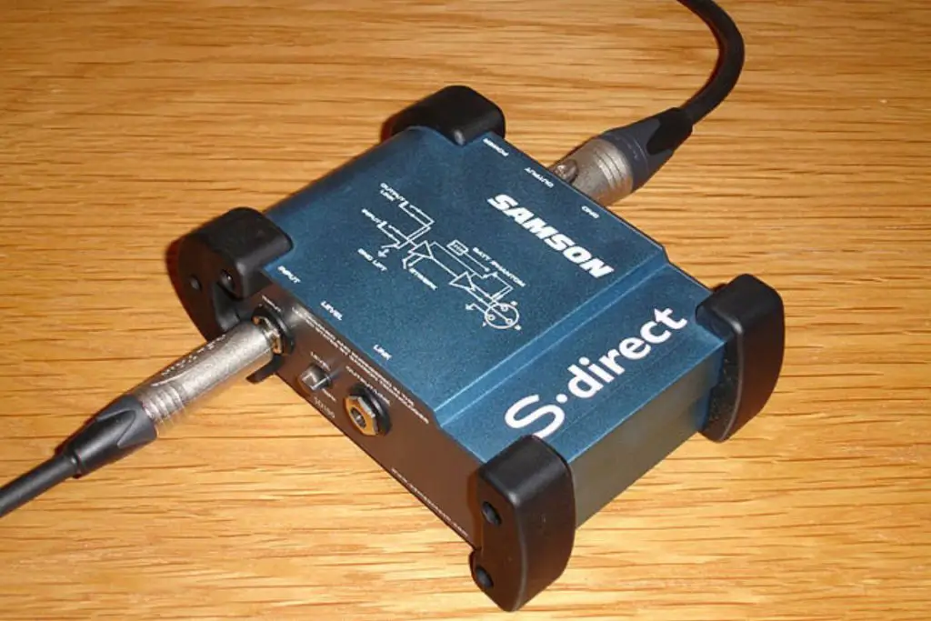 Image of a blue s direct di box. Source: wiki images
