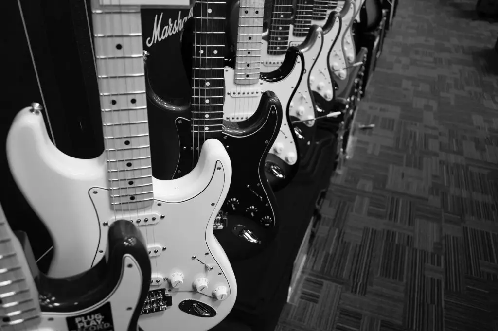 Image of electric guitars. Source: unsplash