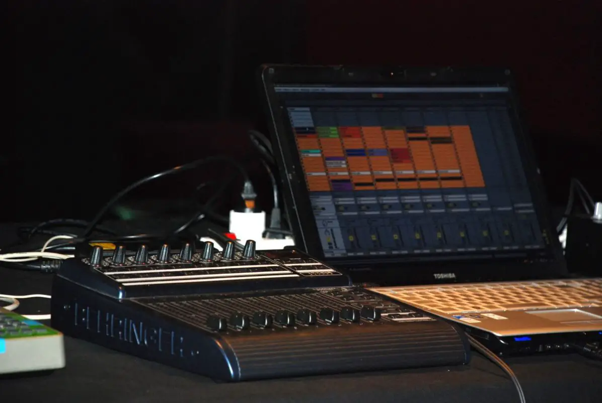 A laptop with a DAW and a mixer. Source: Freeimages.com