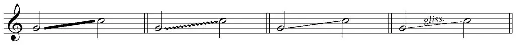 Examples of musical notation of glissando wiki commons