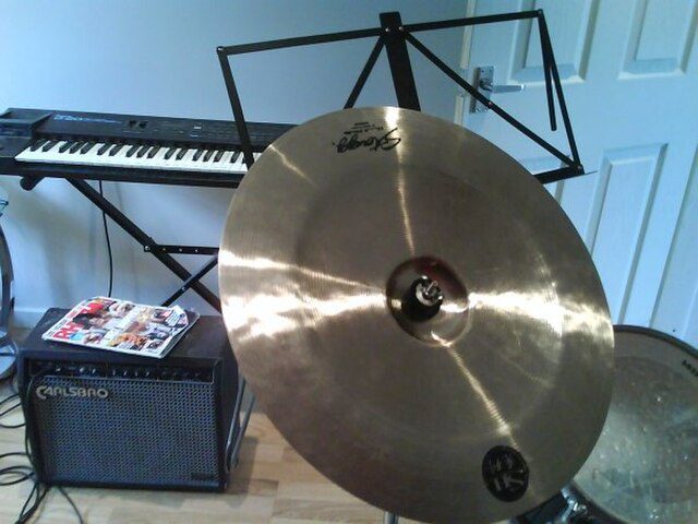 Image of china cymbal turned up in the usual manner.