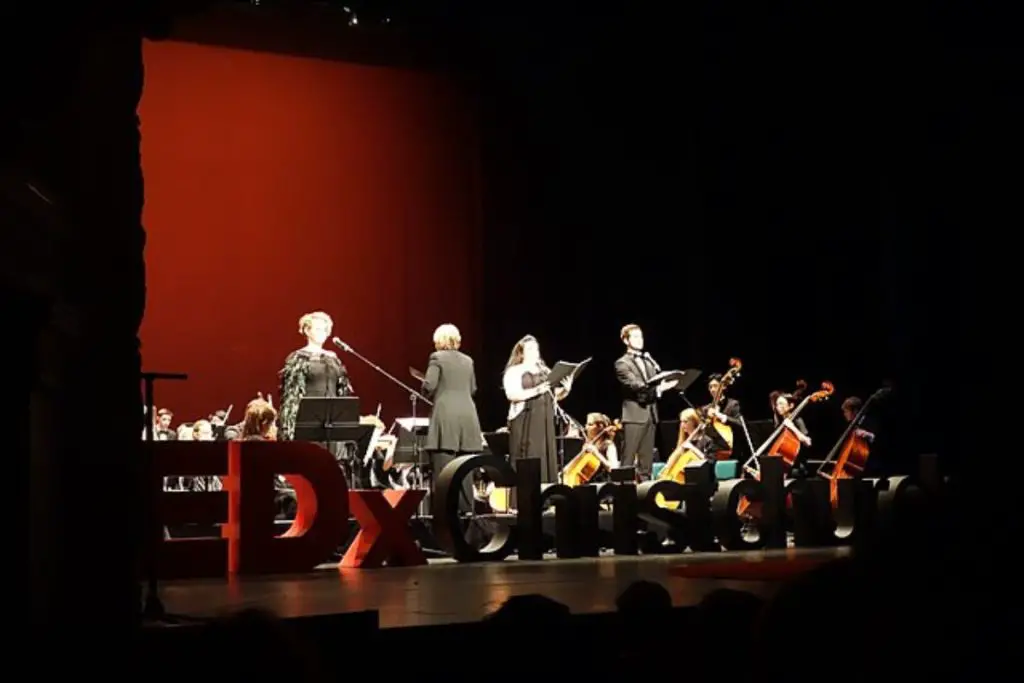 Image of a youth orchestra performing their piece.