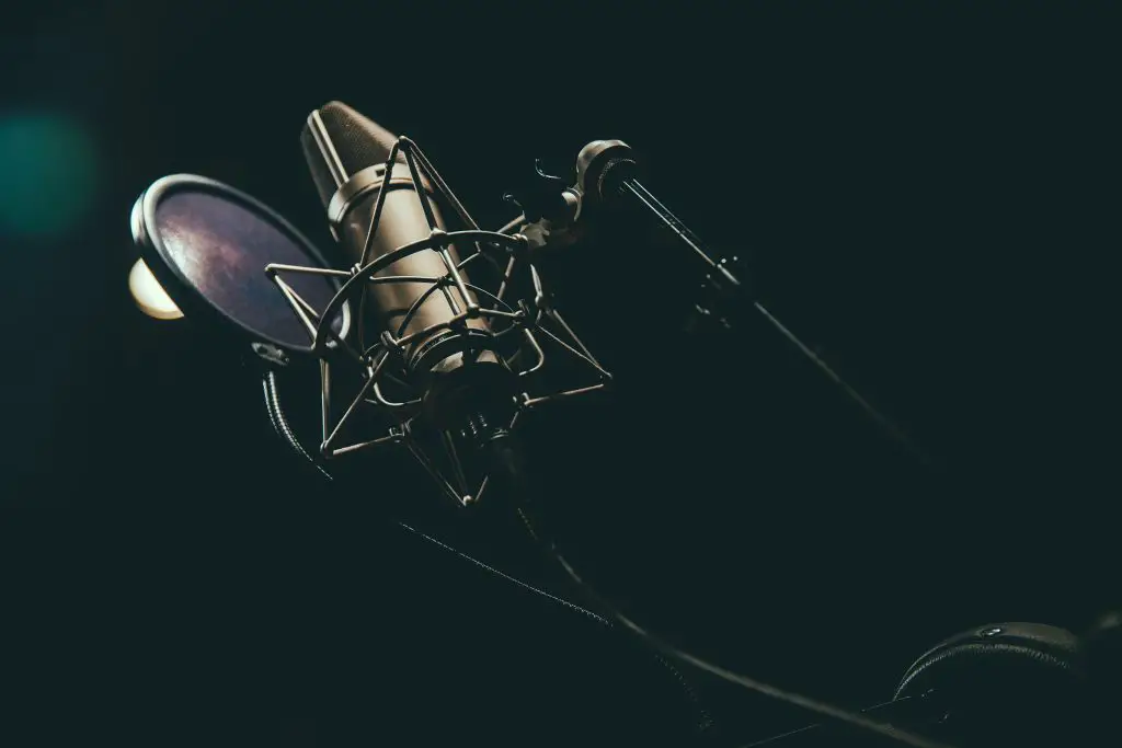 A microphone with a pop filter. Source: unsplash