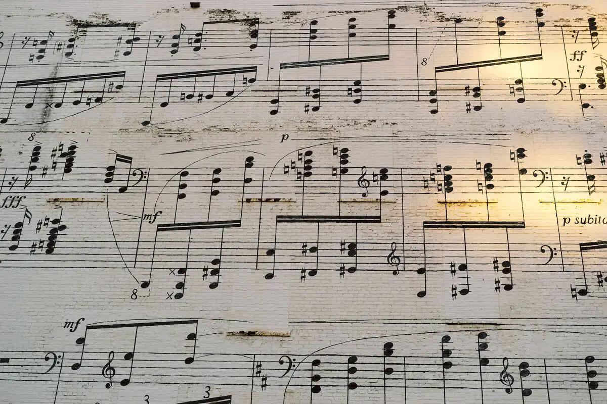 Image of a music sheet with expression markings. Source: unsplash