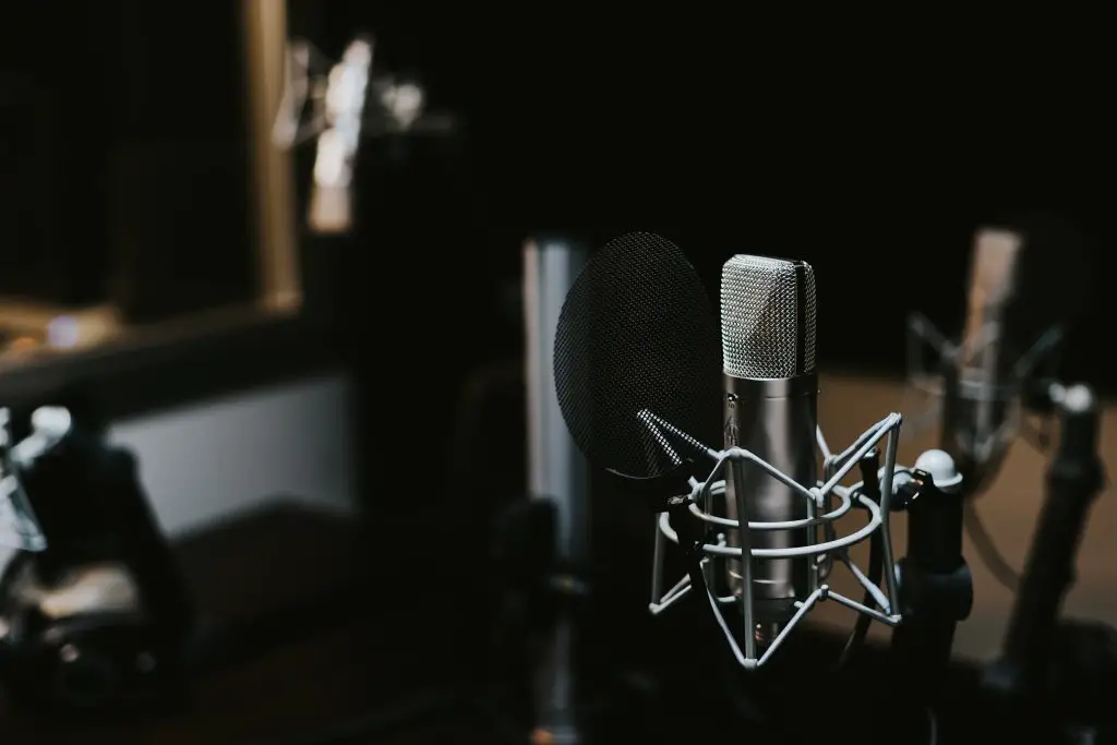 Image of condenser microphone in recording studio. Source: unsplash