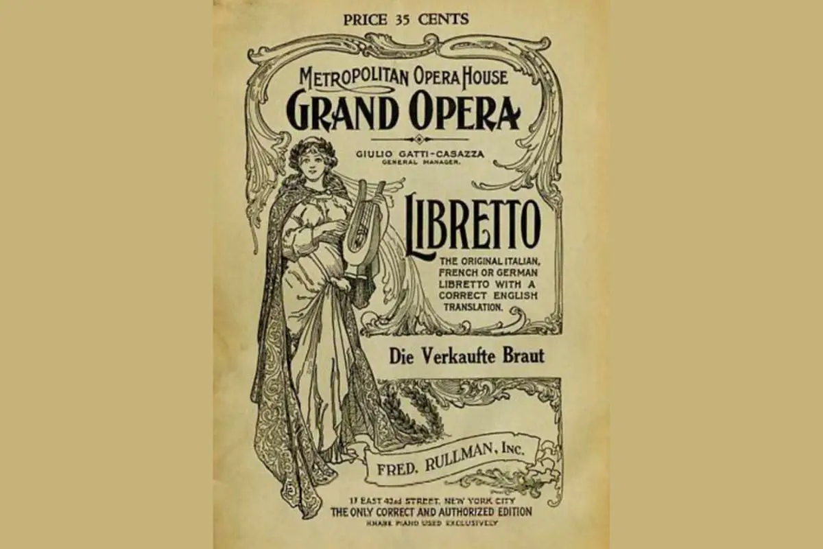 Image of the cover page of the libretto of the bartered bride.