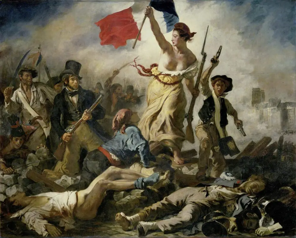 The painting liberty leading the people by eugene delacroix. Source: wikicommons