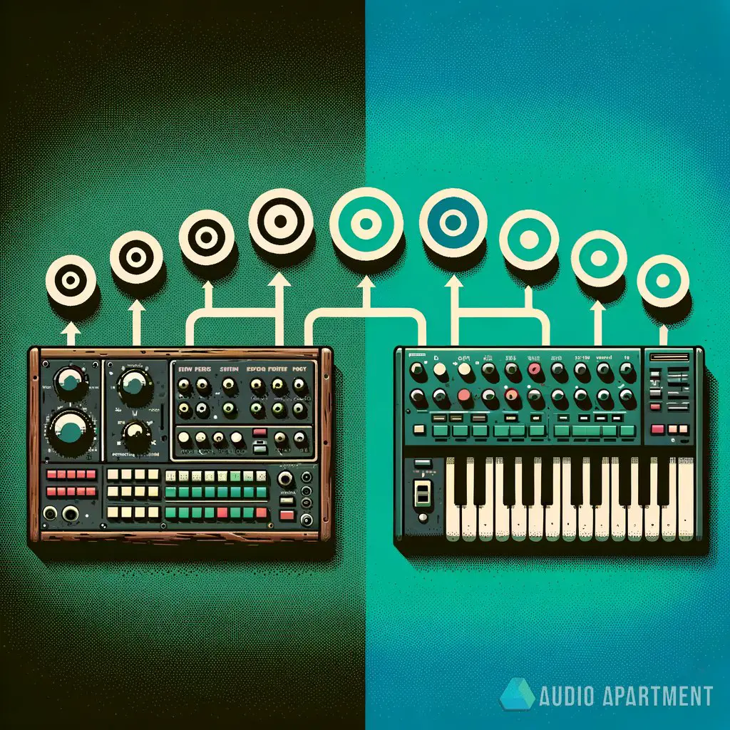 Supplemental image for a blog post called 'how have drum machines evolved in music production? Tracing the beat from analog to digital mastery'.